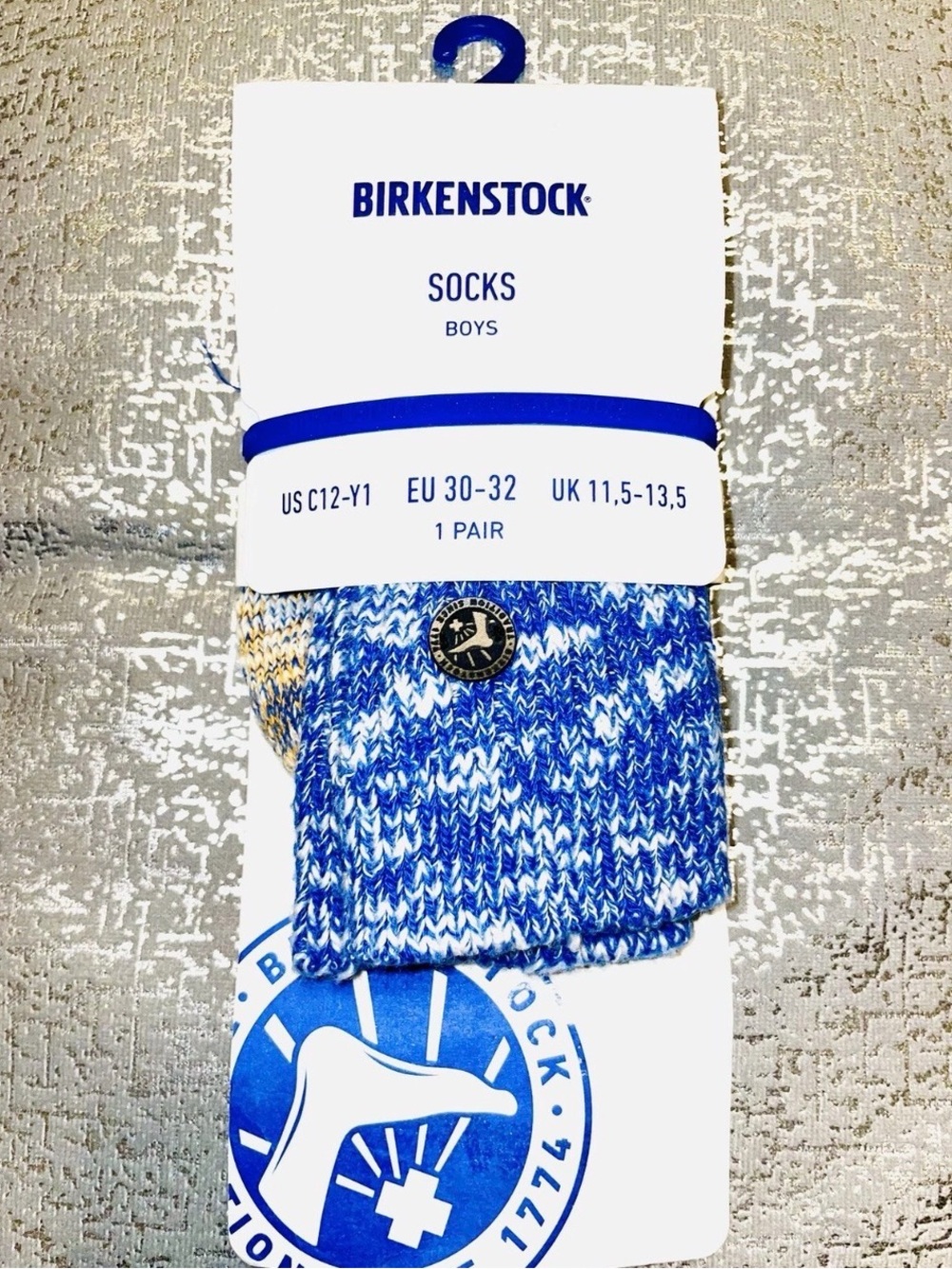 Birkenstock Boys Slub Block Crew Socks Size US C9-C11 EU 27-29 1 Pair - New